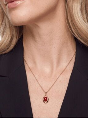 Leeada Oval Gemstone Pendant Necklace New